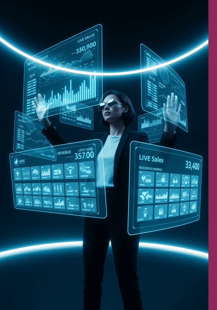 Product preview of competitor sales dashboards and ad creatives.
